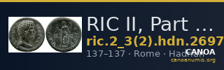 RIC II, Part 3 (second edition) Hadrian 2697 — CANOA