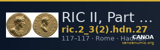 RIC II, Part 3 (second edition) Hadrian 27 — CANOA