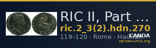 RIC II, Part 3 (second edition) Hadrian 270 — CANOA
