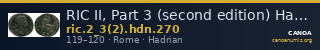 RIC II, Part 3 (second edition) Hadrian 270 — CANOA