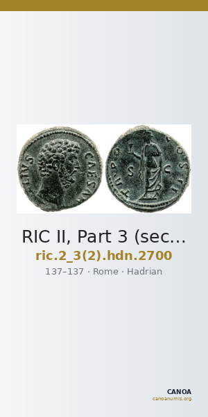 RIC II, Part 3 (second edition) Hadrian 2700 — CANOA