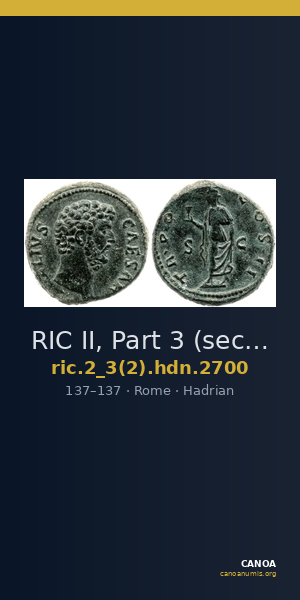 RIC II, Part 3 (second edition) Hadrian 2700 — CANOA