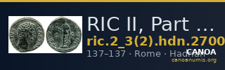 RIC II, Part 3 (second edition) Hadrian 2700 — CANOA