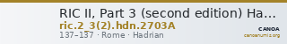 RIC II, Part 3 (second edition) Hadrian 2703A — CANOA