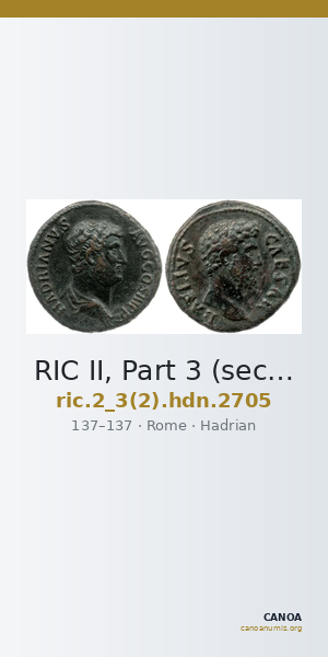 RIC II, Part 3 (second edition) Hadrian 2705 — CANOA