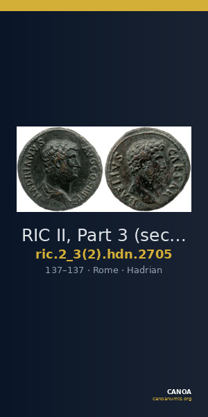 RIC II, Part 3 (second edition) Hadrian 2705 — CANOA