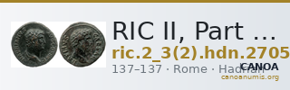 RIC II, Part 3 (second edition) Hadrian 2705 — CANOA