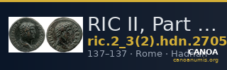 RIC II, Part 3 (second edition) Hadrian 2705 — CANOA