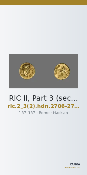 RIC II, Part 3 (second edition) Hadrian 2706-2708 — CANOA
