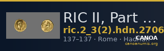 RIC II, Part 3 (second edition) Hadrian 2706-2708 — CANOA