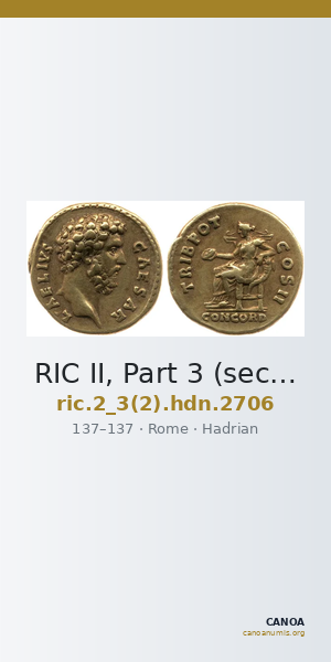 RIC II, Part 3 (second edition) Hadrian 2706 — CANOA