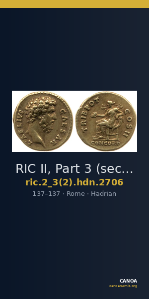 RIC II, Part 3 (second edition) Hadrian 2706 — CANOA