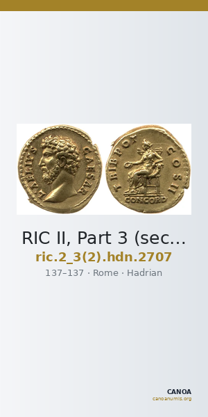 RIC II, Part 3 (second edition) Hadrian 2707 — CANOA