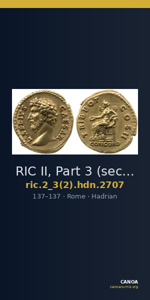 RIC II, Part 3 (second edition) Hadrian 2707 — CANOA