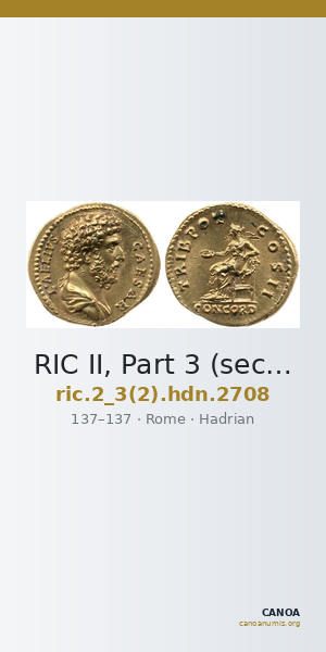 RIC II, Part 3 (second edition) Hadrian 2708 — CANOA