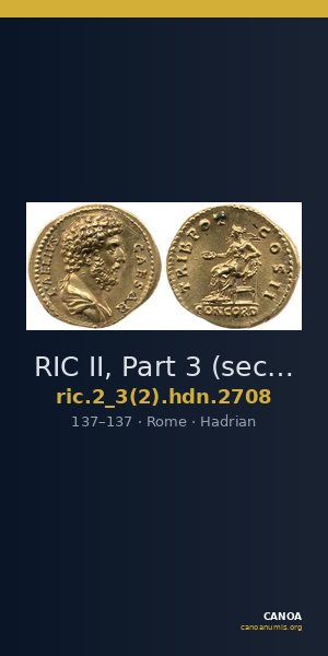 RIC II, Part 3 (second edition) Hadrian 2708 — CANOA