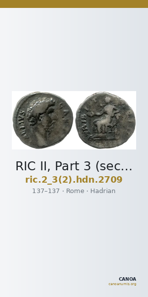 RIC II, Part 3 (second edition) Hadrian 2709 — CANOA