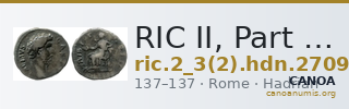 RIC II, Part 3 (second edition) Hadrian 2709 — CANOA