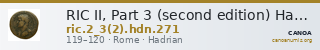 RIC II, Part 3 (second edition) Hadrian 271 — CANOA