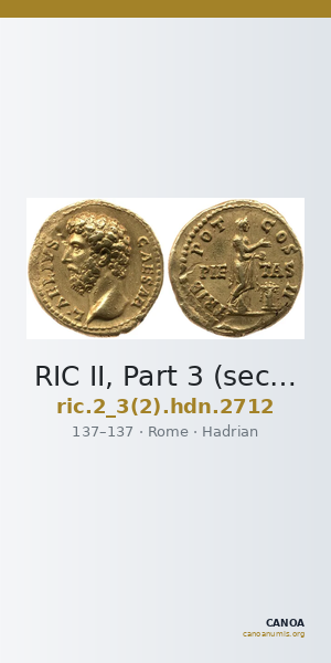 RIC II, Part 3 (second edition) Hadrian 2712 — CANOA