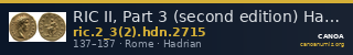 RIC II, Part 3 (second edition) Hadrian 2715 — CANOA