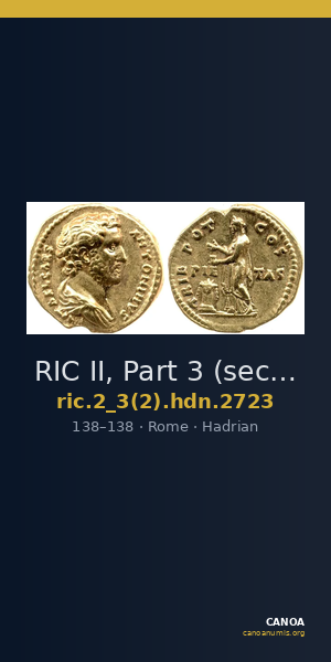 RIC II, Part 3 (second edition) Hadrian 2723 — CANOA