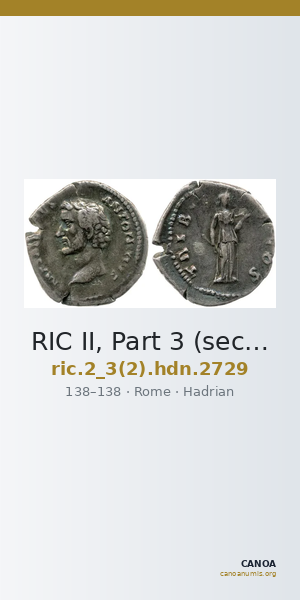 RIC II, Part 3 (second edition) Hadrian 2729 — CANOA