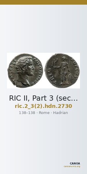 RIC II, Part 3 (second edition) Hadrian 2730 — CANOA