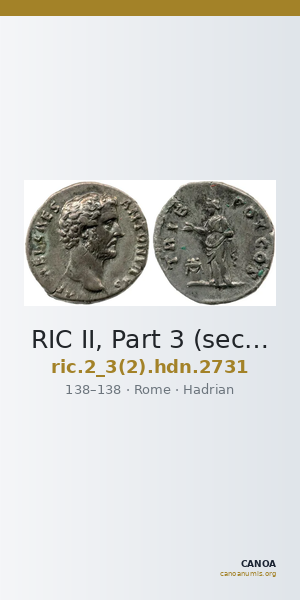 RIC II, Part 3 (second edition) Hadrian 2731 — CANOA
