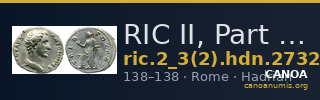 RIC II, Part 3 (second edition) Hadrian 2732 — CANOA
