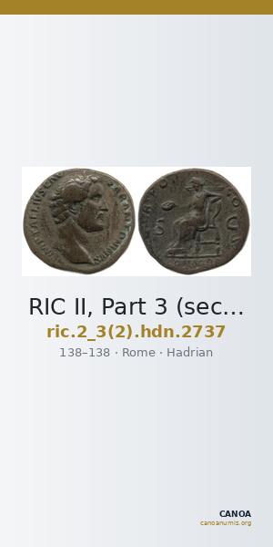 RIC II, Part 3 (second edition) Hadrian 2737 — CANOA