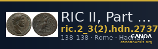 RIC II, Part 3 (second edition) Hadrian 2737 — CANOA