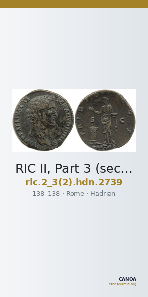 RIC II, Part 3 (second edition) Hadrian 2739 — CANOA