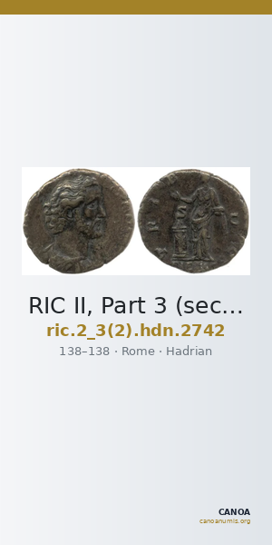 RIC II, Part 3 (second edition) Hadrian 2742 — CANOA