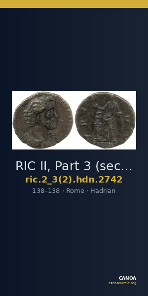RIC II, Part 3 (second edition) Hadrian 2742 — CANOA