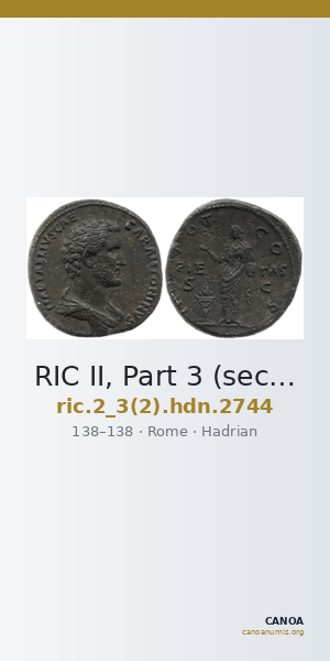 RIC II, Part 3 (second edition) Hadrian 2744 — CANOA