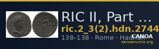 RIC II, Part 3 (second edition) Hadrian 2744 — CANOA