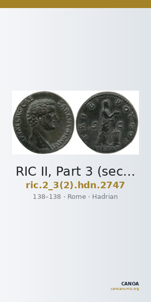 RIC II, Part 3 (second edition) Hadrian 2747 — CANOA