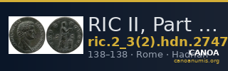 RIC II, Part 3 (second edition) Hadrian 2747 — CANOA