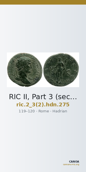 RIC II, Part 3 (second edition) Hadrian 275 — CANOA