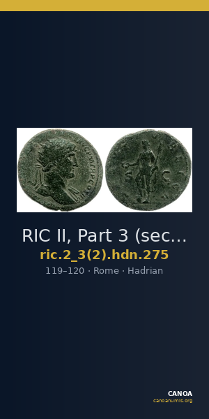 RIC II, Part 3 (second edition) Hadrian 275 — CANOA