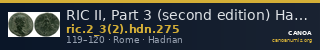 RIC II, Part 3 (second edition) Hadrian 275 — CANOA