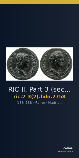 RIC II, Part 3 (second edition) Hadrian 2758 — CANOA