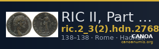 RIC II, Part 3 (second edition) Hadrian 2768 — CANOA