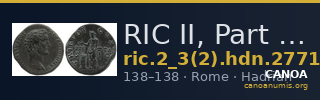 RIC II, Part 3 (second edition) Hadrian 2771 — CANOA