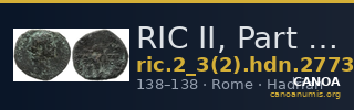 RIC II, Part 3 (second edition) Hadrian 2773 — CANOA