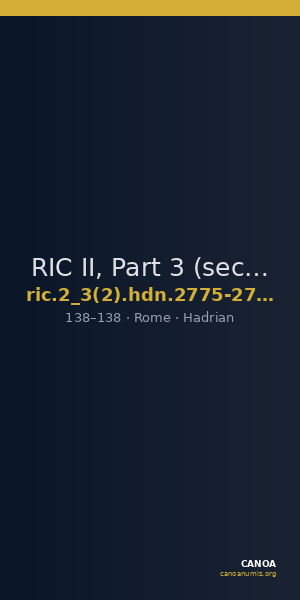 RIC II, Part 3 (second edition) Hadrian 2775-2776 — CANOA