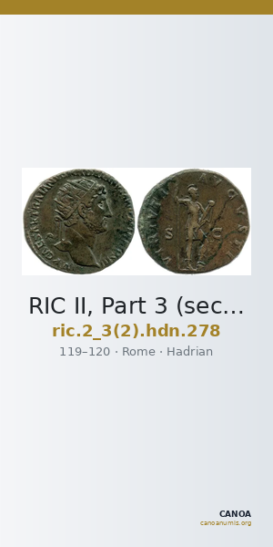 RIC II, Part 3 (second edition) Hadrian 278 — CANOA