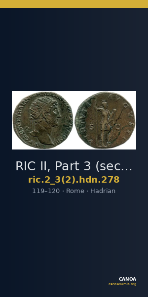 RIC II, Part 3 (second edition) Hadrian 278 — CANOA