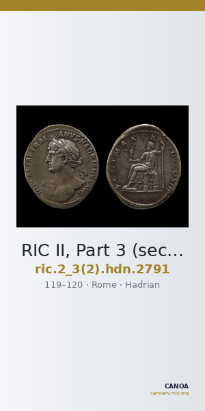 RIC II, Part 3 (second edition) Hadrian 2791 — CANOA